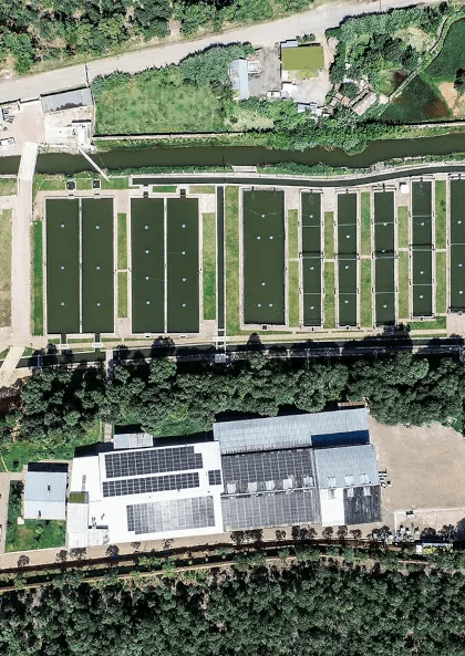 Vue de drone du site d'élevage